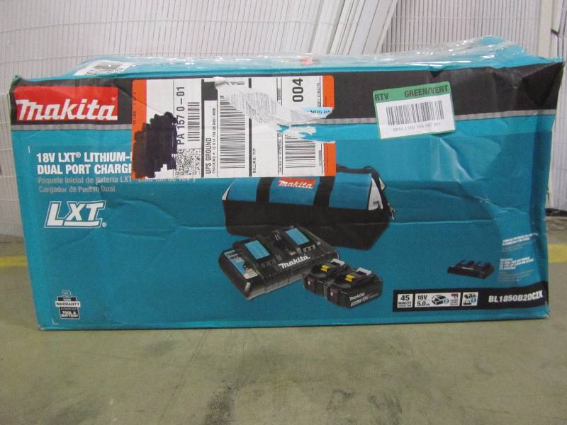 lot 70 image: Makita 18-Volt LXT Lithium-Ion Battery and Dual Port Charger Starter Pack (5.0Ah)