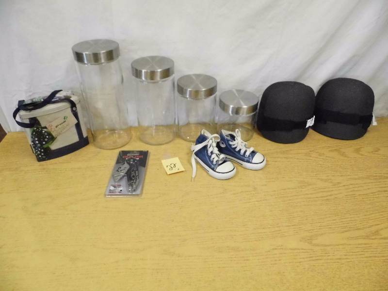 lot 22 image: Glass Cannisters - Knee Pads - Baby Converse