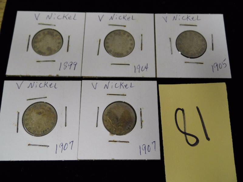 lot 81 image: Lot of 5 V Nickles