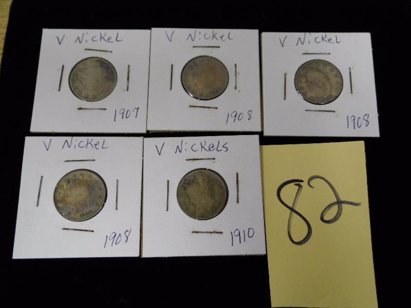 lot 82 image: Lot of 5 V Nickles
