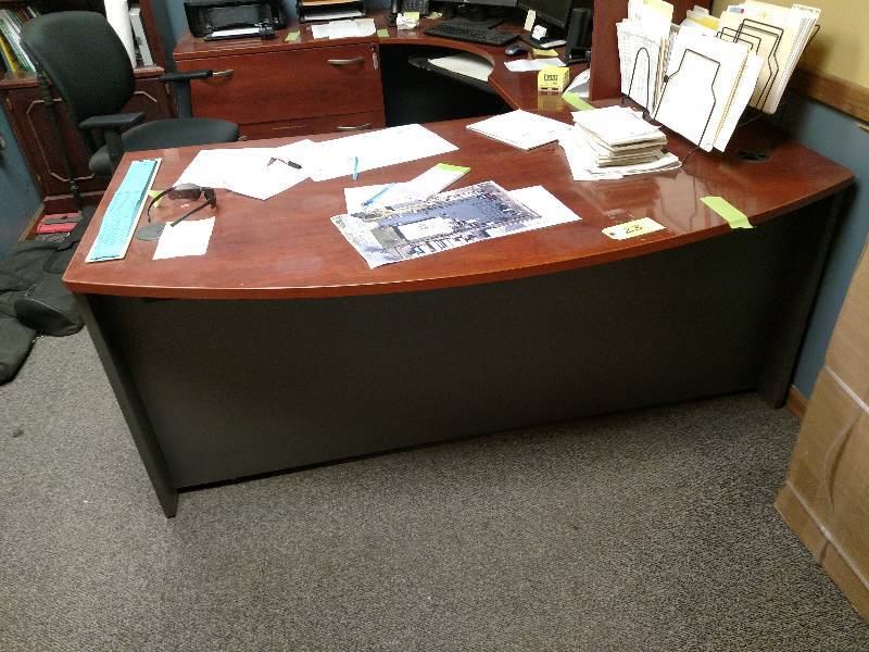 lot 23 image: Wrap Around Office Desk, Overshelf,...