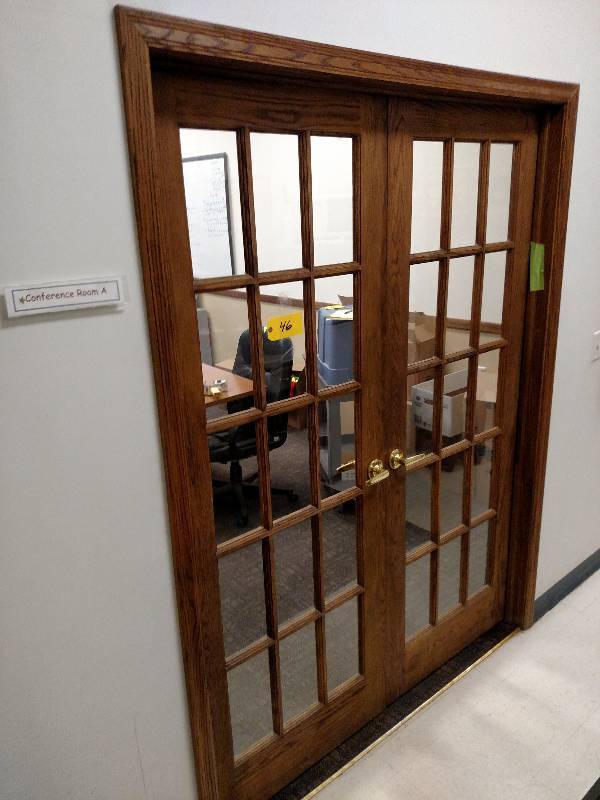 lot 46 image: Oak French Doors with Frame & Trim,...