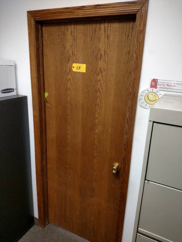 lot 53 image: 32 Oak Door with Frame & Trim, Buy...