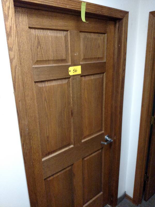 lot 56 image: 36 Oak Panel Door with Frame & Tri...