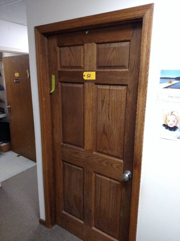 lot 58 image: 36 Oak Panel Door with Frame & Tri...