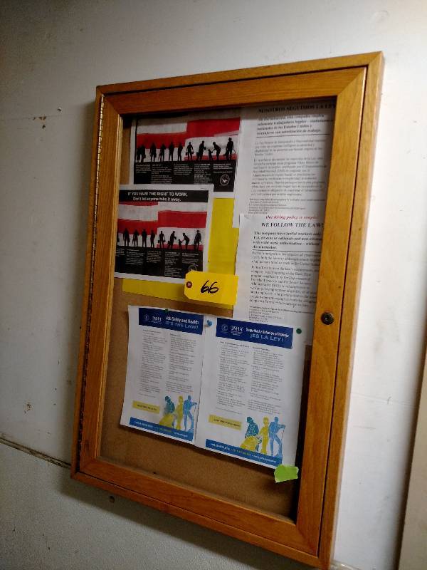 lot 66 image: Oak Locking Bulletin Board with Key...