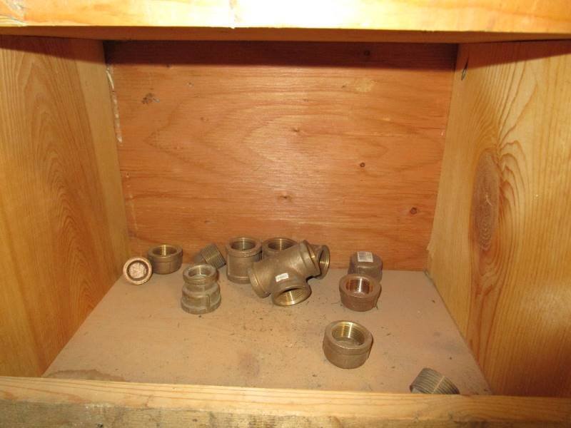 lot 120 image: 8x6x1 Wooden Wall Organizer  Contents (see pics)