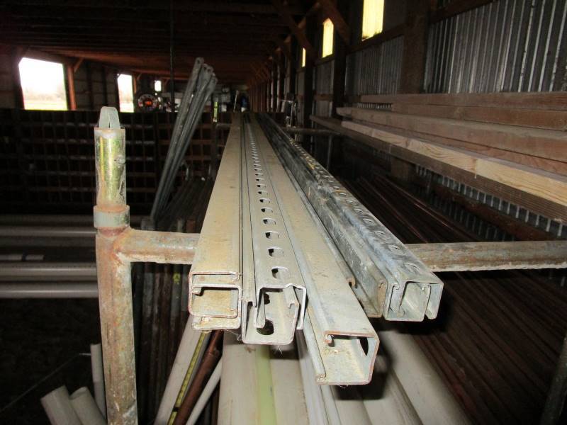 lot 141 image: Contents of Copper Pipe & Ready Channel (stacked in scaffolding)