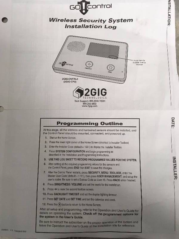 lot 11 image: GO CONTROL WIRELESS SECURITY SYSTEM PANEL WITH MANUAL