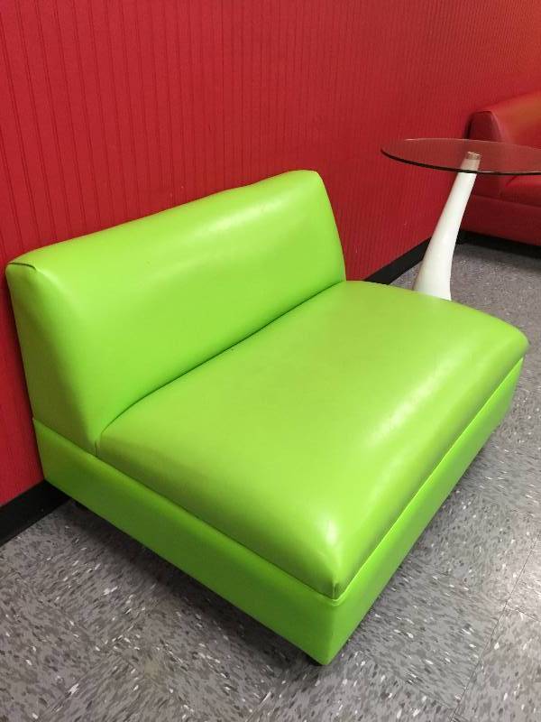 lot 15 image: GREEN SOFA
