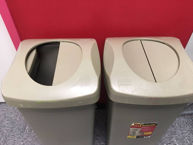 lot 43 image: COMMERCIAL RUBBERMAID TRASH BINS