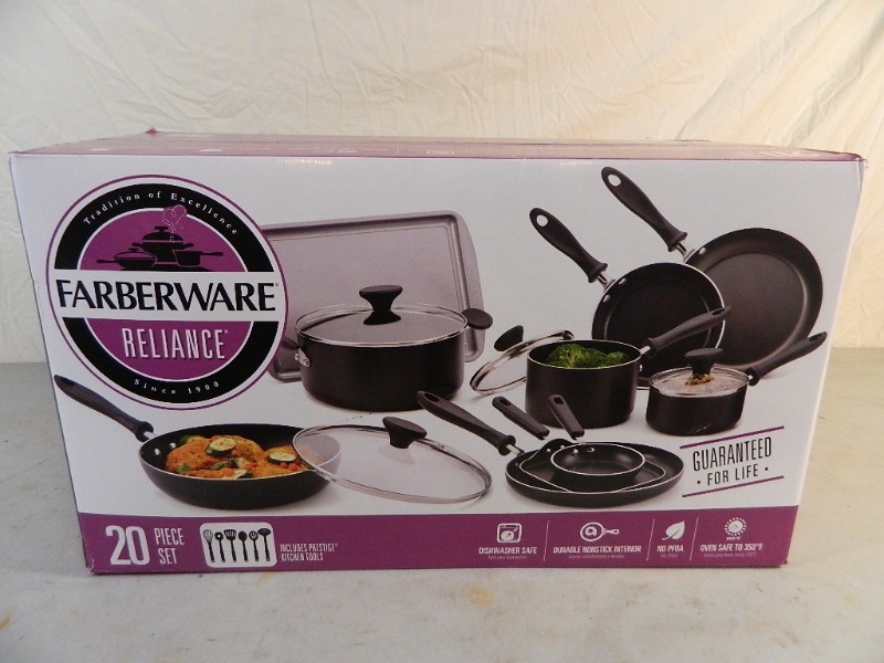 New 20 Pc Farberware Reliance Pan Set