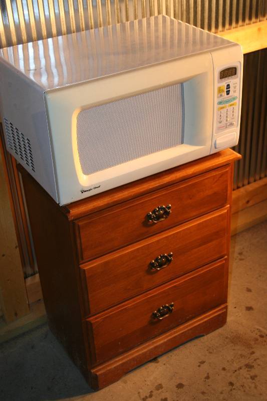 Microwave and Nightstand