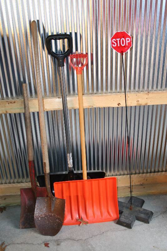 Shovels and A Tiny Stop Sign