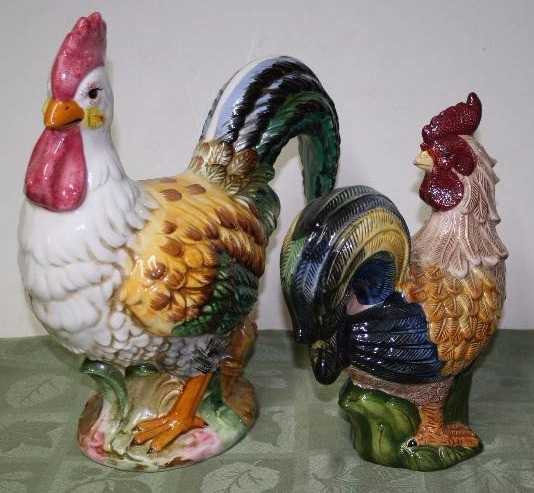Two Ceramic Chickens