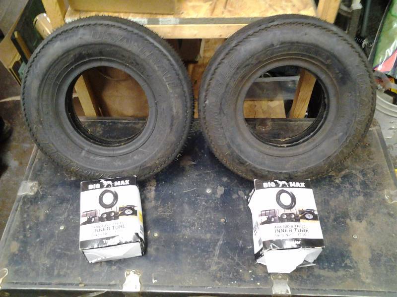 lot 5 image: Pair Carlisle Trailer Tires & Tubes 4.80-8