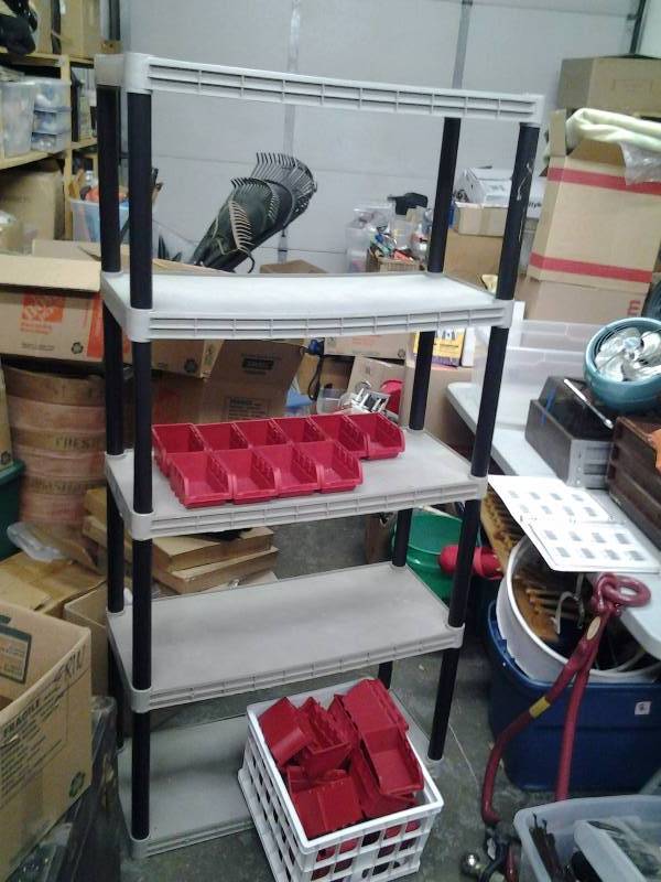 lot 21 image: Shelf Unit 36x72 & Plastic Parts Bins