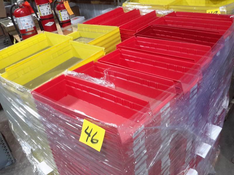 lot 46 image: 165 Large yellow plastic boxes