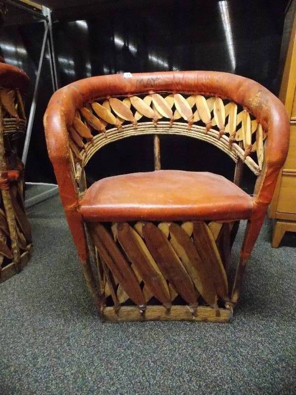lot 17 image: Leather and Cedar Patio Deck Chair