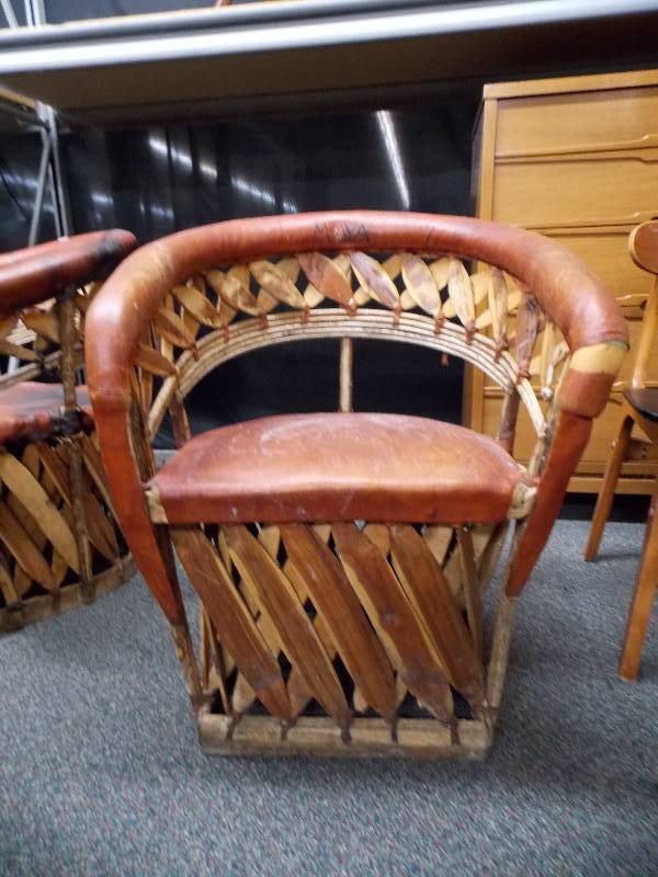lot 22 image: Leather and Cedar Patio Deck Chair