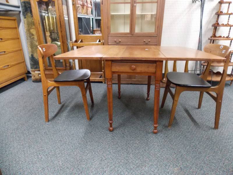 lot 26 image: Drop Leaf Table Two Chairs