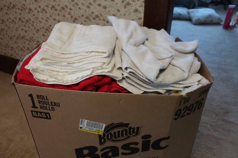 HUGE BOX OF BATHROOM TOWELS