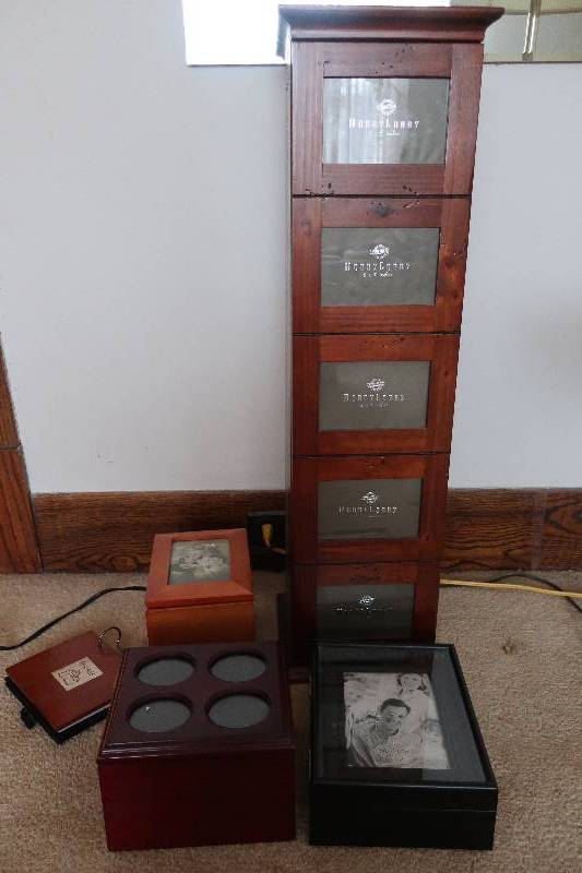 LOT OF PICTURE FRAME STORAGE BOXESCASES