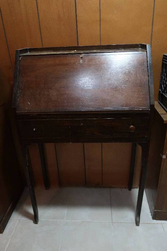 VINTAGE SECRETARY DESK, NEEDS A LITTLE TLC, BUT VERY PRETTY