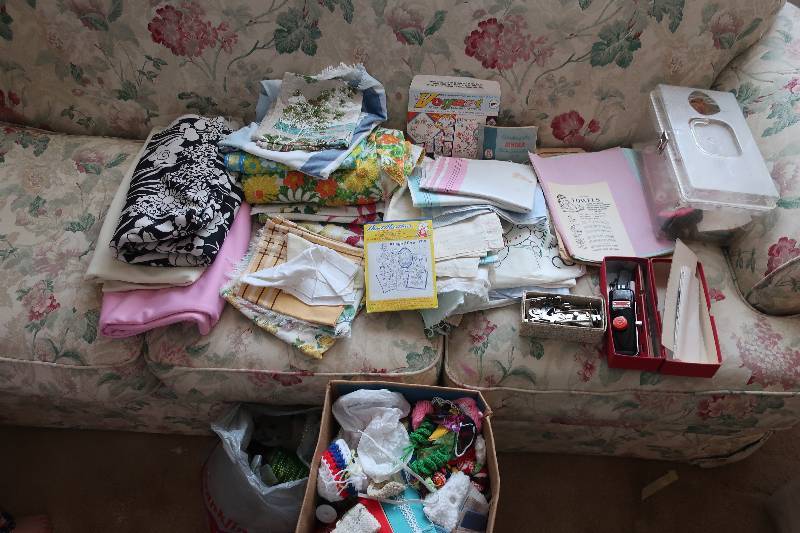VINTAGE MATERIAL AND SEWING NOTIONS, SINGER PARTS, BUTTON HOLER