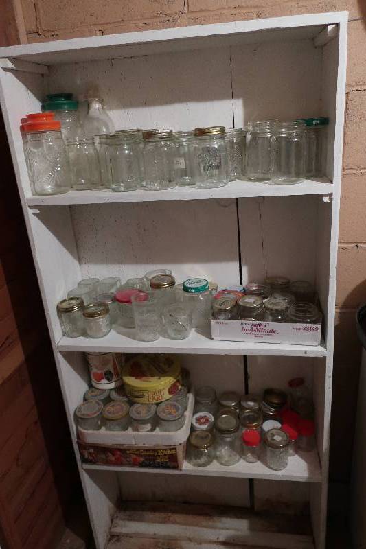 WHITE SHELF WITH JARS