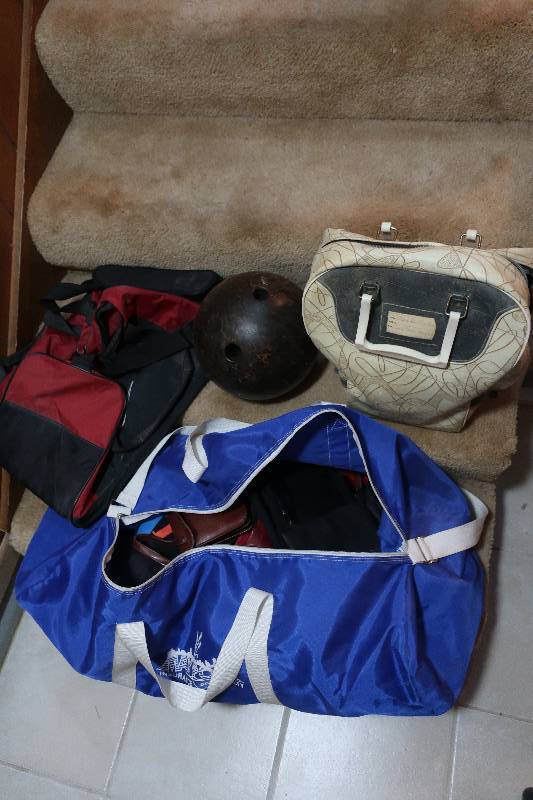 BAG OF BAGS, 2 BOWLING BALLS