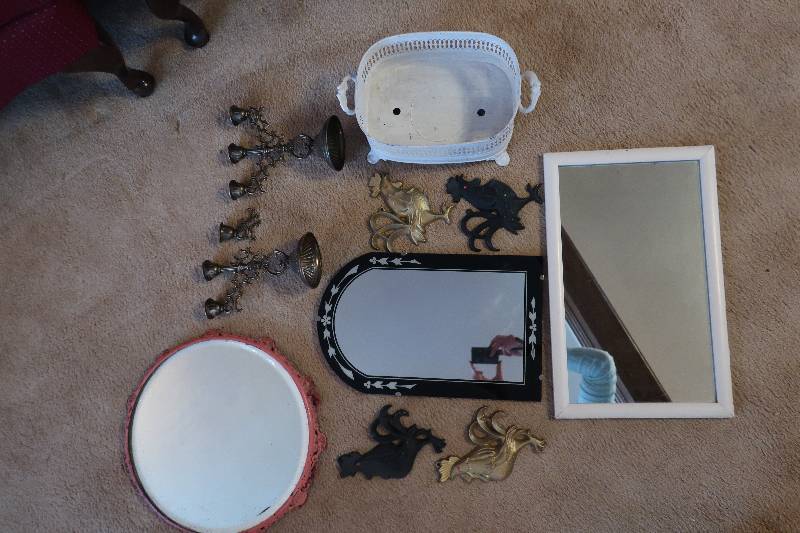 METAL WALL DCOR AND MIRRORS, METAL BASKET, CANDLE HOLDERS