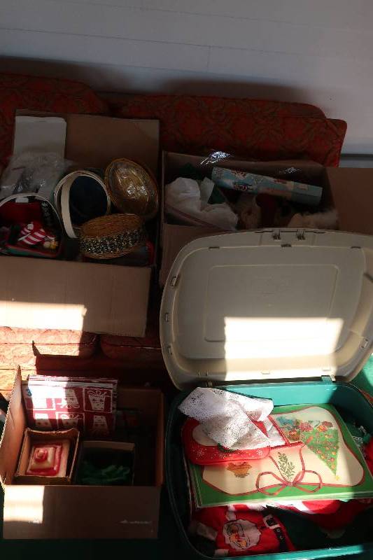 CHRISTMAS LOT, 1  TOTE, 3 BOXES