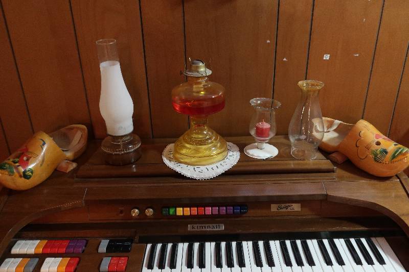 THREE HURRICANE LAMPS AND CLOGS FROM HOLLAND