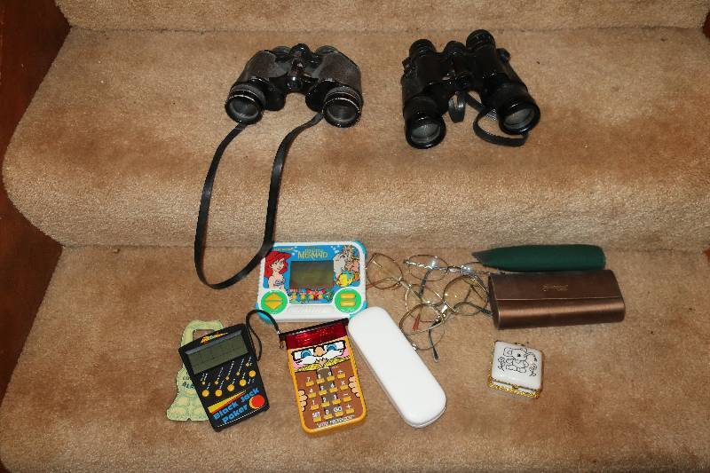 MISC HOUSEHOLD ITEMS, HAND HELD GAMES, BINOCULARS, ECT