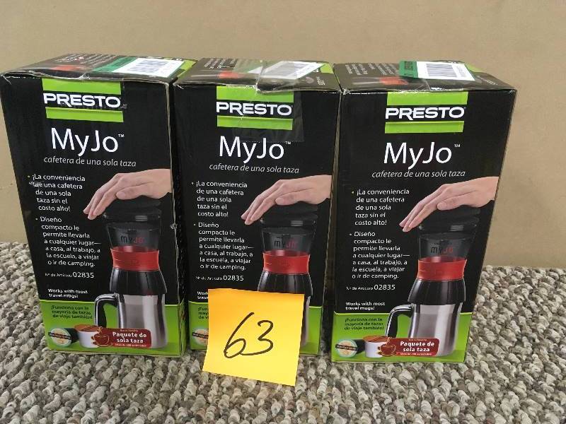 lot 63 image: Pestro MyJo Portable Single Cup Coffer Maker - Lot of 3 - Open Box