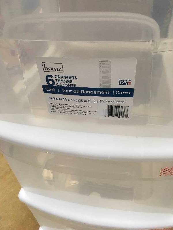 lot 78 image: Homz 6 Drawer Cart - Open Box