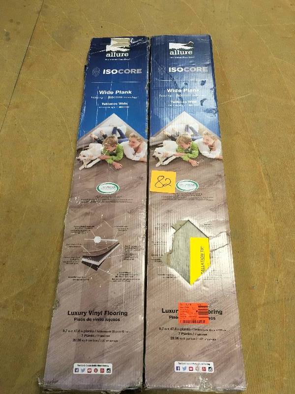 lot 82 image: Allure ISOCORE Smoked Oak Silver 8.7 in x 47.6 in Luxury Vinyl Plank Flooring - Lot of 2 - Open Box Never Used