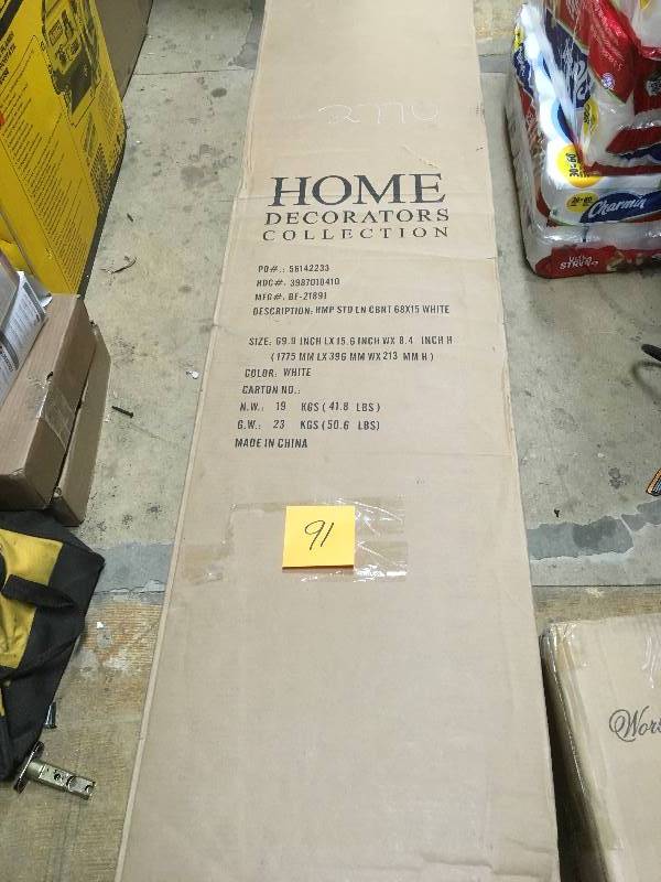 lot 91 image: Home Decorators Collection Standard Linen Cabinet 69.9 in L x 15.6 in W x 8.4 in H - Open Box Never Used