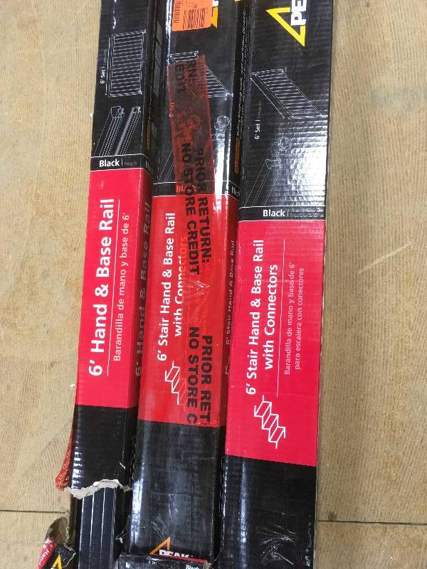 lot 96 image: Peak 6 Stair Hand & Base Rail with Connectors - Lot of 3 - Open Box