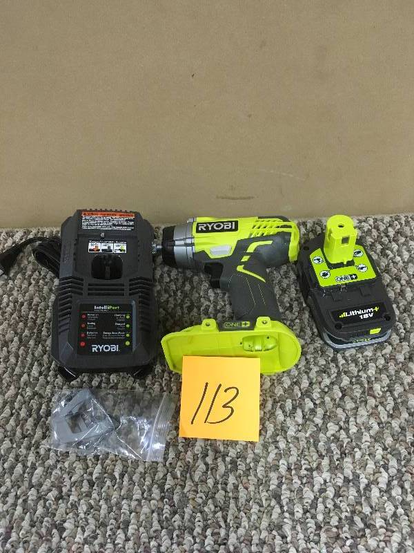 lot 113 image: Ryobi One 18V 3 Speed Impact Driver Kit - Open Box never used