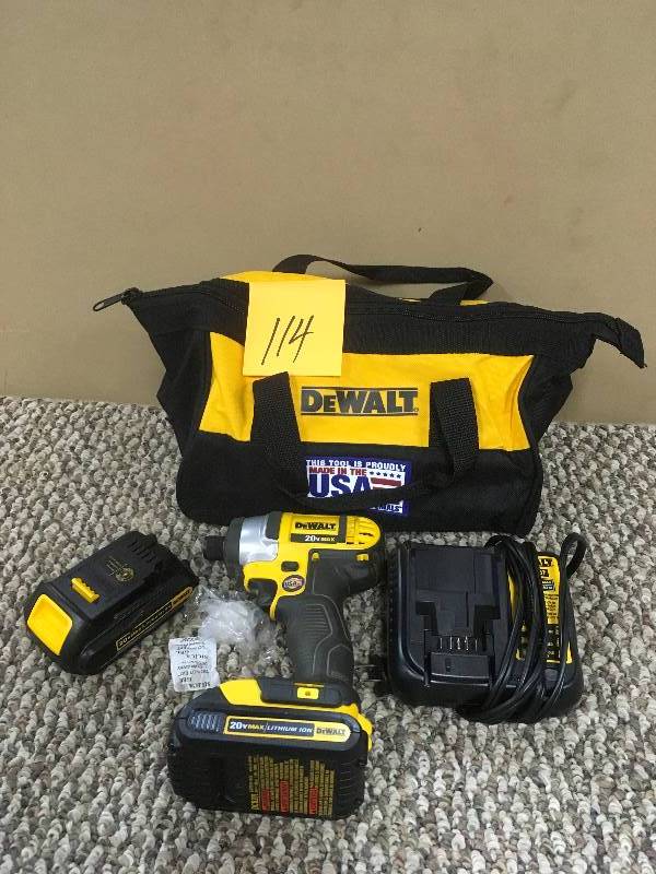 lot 114 image: DeWalt 20V MAX Lithium-Ion 14 in. Impact Driver Kit -Open Box never used