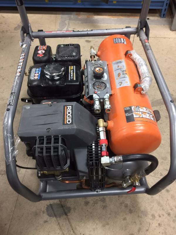 lot 116 image: RIDGID 8-Gal. Gas-Powered Air Compressor in like New Working conditions