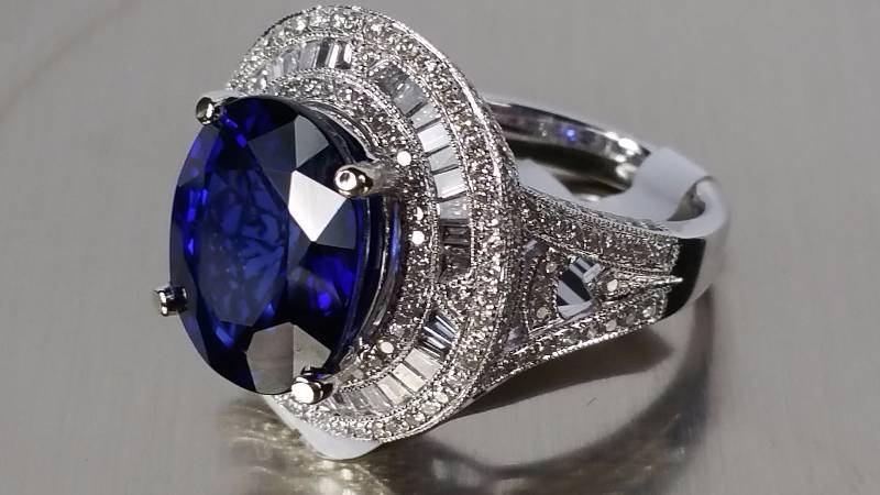 lot 10 image: Genuine Sapphire and Diamond Ring in 14k Gold - $31,715 Appraisal