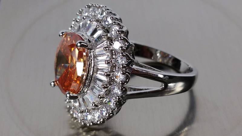 lot 14 image: Morganite and White Sapphire Ring