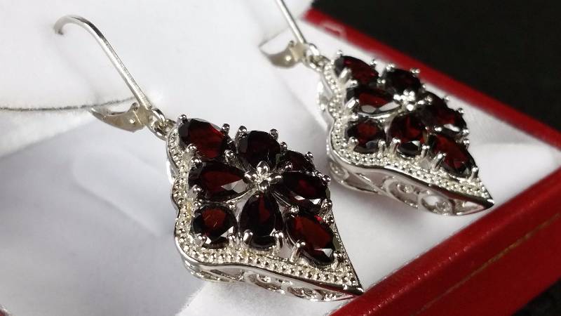 lot 94 image: Garnet Earrings