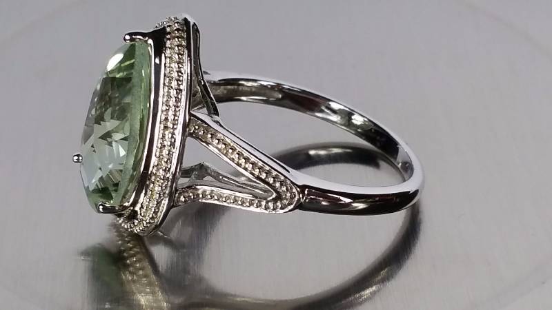 lot 175 image: Green Amethyst and Diamond Ring