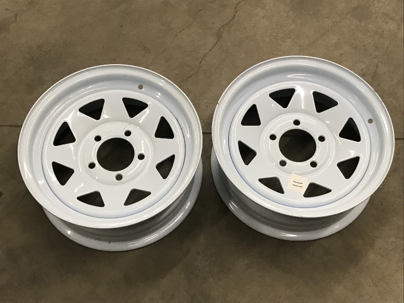 lot 11 image: (2) New 5-Lug 14 Steel Trailer Whe...