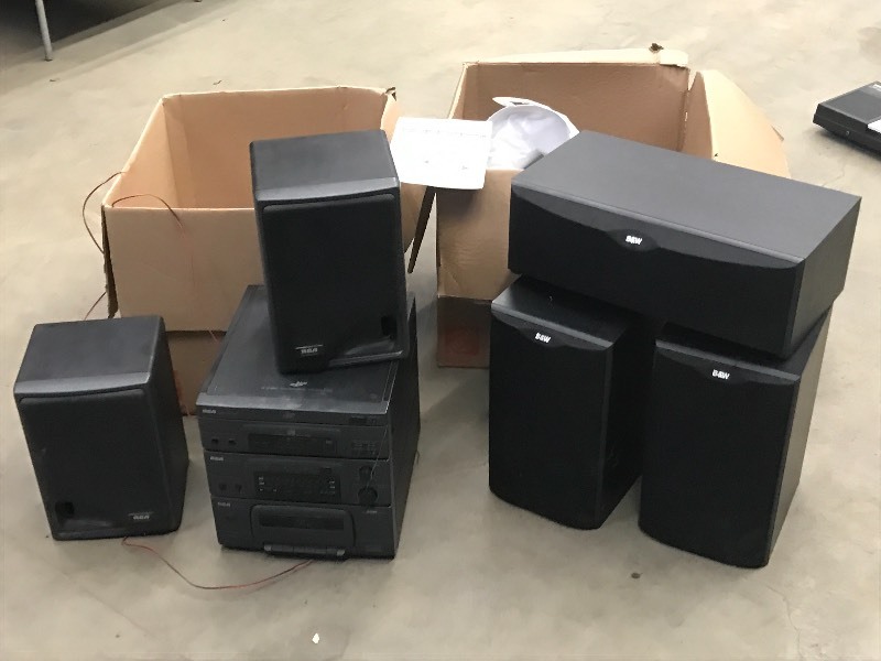 lot 41 image: (2) Boxes Of Stereo Speakers & Ste...