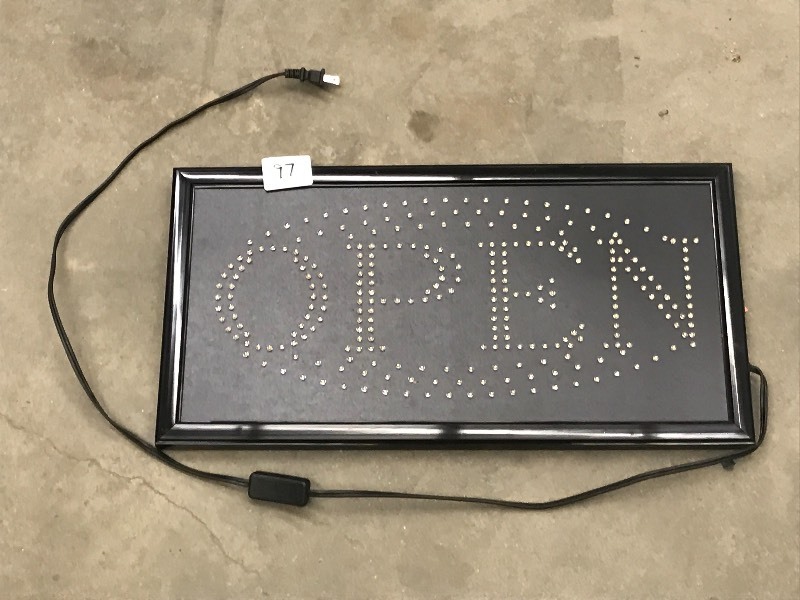 lot 97 image: Lighted OPEN Sign, 12x24 ...